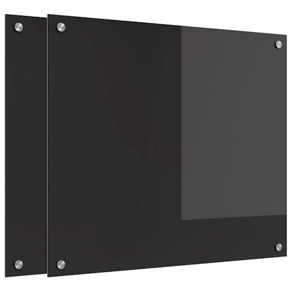vidaXL K&ouml;&ouml;giseina paneel 2 tk Must 70 x 60 cm karastatud klaas