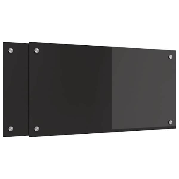 vidaXL K&ouml;&ouml;giseina paneel 2 tk Must 80 x 40 cm karastatud klaas