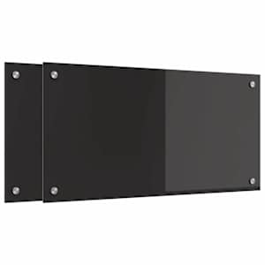Kuchyňský obklad 2 pcs Černá 80 x 40 cm tvrzené sklo - obrázek 2