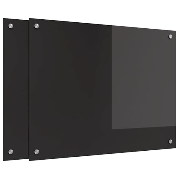 vidaXL K&ouml;&ouml;giseina paneel 2 tk Must 80 x 60 cm karastatud klaas