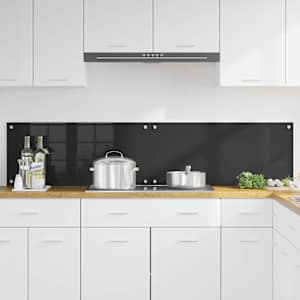 Kuchyňský obklad 2 pcs Černá 90 x 40 cm tvrzené sklo - obrázek 3