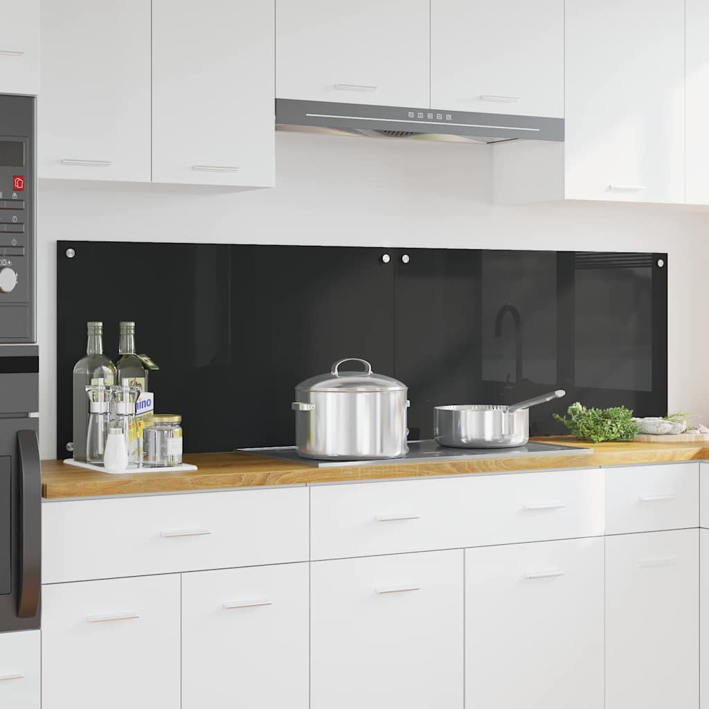 vidaXL Spate de bucătărie Negru 90 x 50 x 0.8 cm sticlă securizată