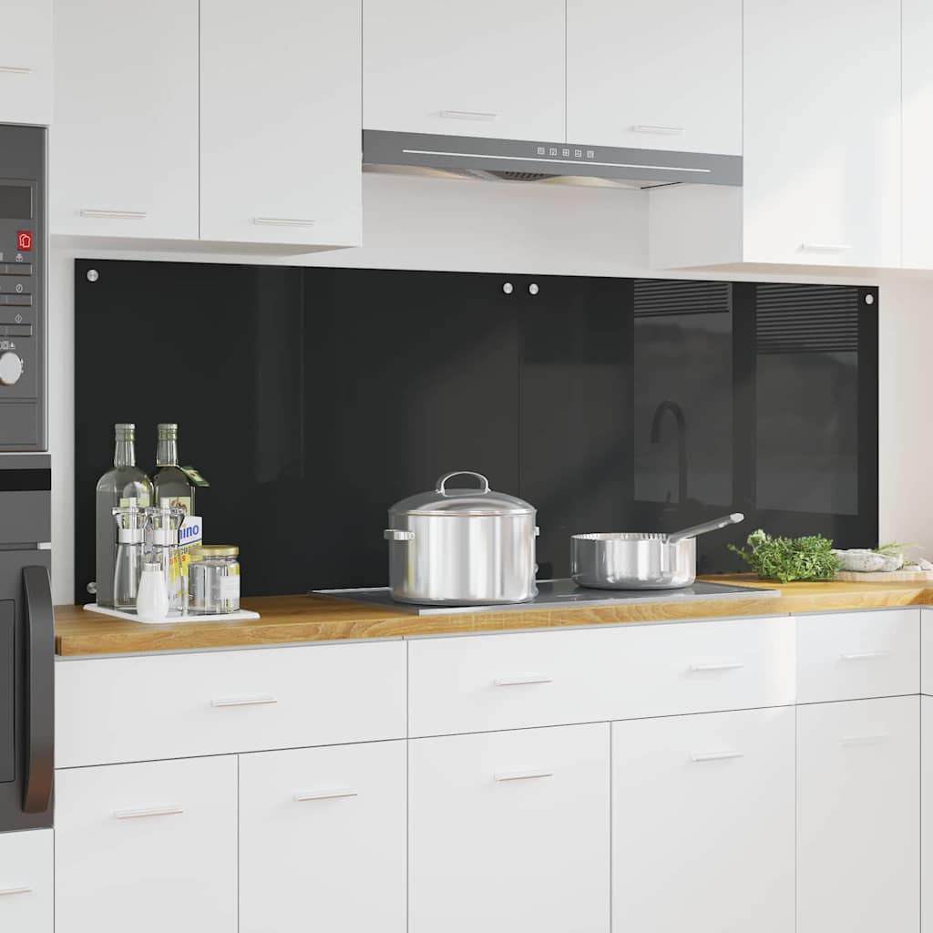 vidaXL Spate de bucătărie Negru 90 x 60 x 0.8 cm sticlă securizată
