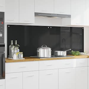 Kuchyňský obklad 2 pcs Černá 90 x 60 cm tvrzené sklo - obrázek 1