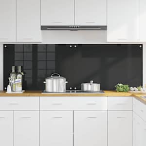 Kuchyňský obklad 2 pcs Černá 90 x 60 cm tvrzené sklo - obrázek 3