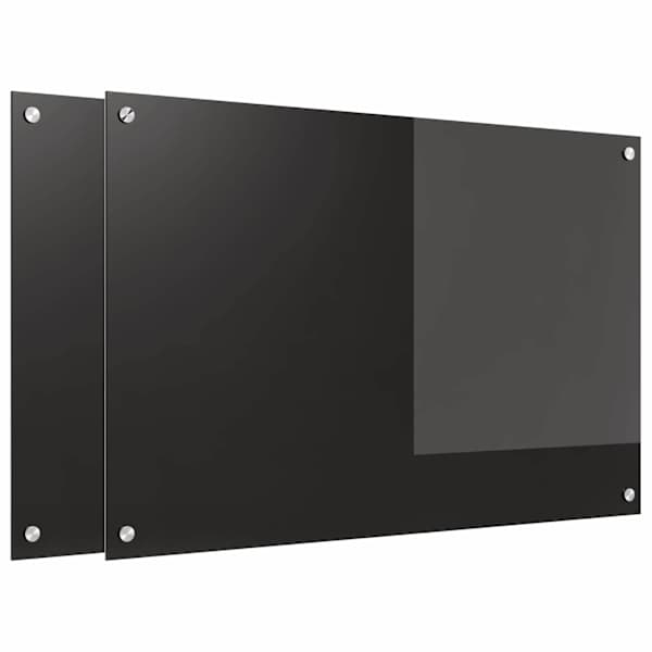 vidaXL K&ouml;&ouml;giseina paneel 2 tk Must 90 x 60 cm karastatud klaas