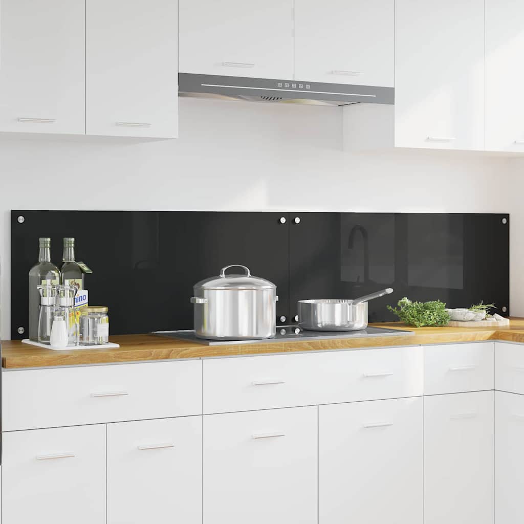 vidaXL Spate de bucătărie Negru 100 x 40 x 0.8 cm sticlă securizată