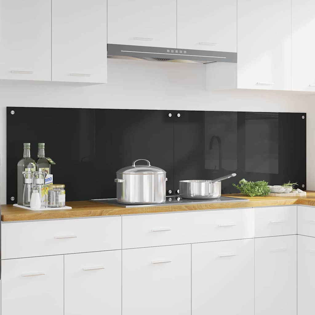 vidaXL Spate de bucătărie Negru 100 x 50 x 0.8 cm sticlă securizată