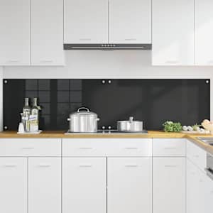 Kuchyňský obklad 2 pcs Černá 100 x 50 cm tvrzené sklo - obrázek 3