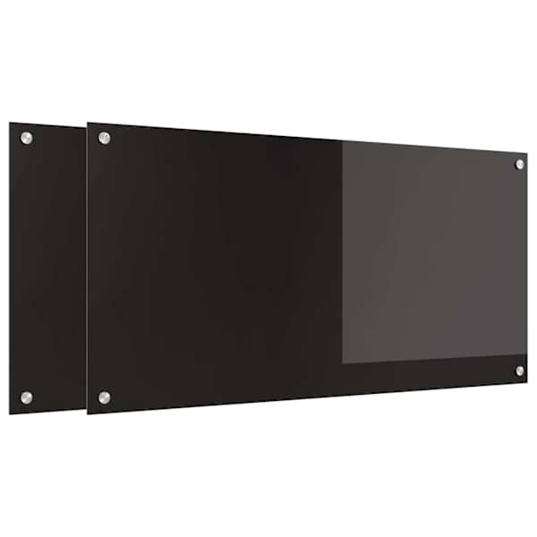 vidaXL K&ouml;&ouml;giseina paneel 2 tk Must 100 x 50 cm karastatud klaas