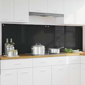 Kuchyňský obklad 2 pcs Černá 100 x 60 cm tvrzené sklo - obrázek 1