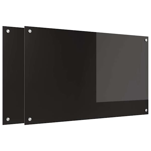 vidaXL K&ouml;&ouml;giseina paneel 2 tk Must 100 x 60 cm karastatud klaas