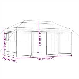 Párty Stan Pop-up Taupe 580 x 292 x 315 cm Oxford látka - obrázek 10