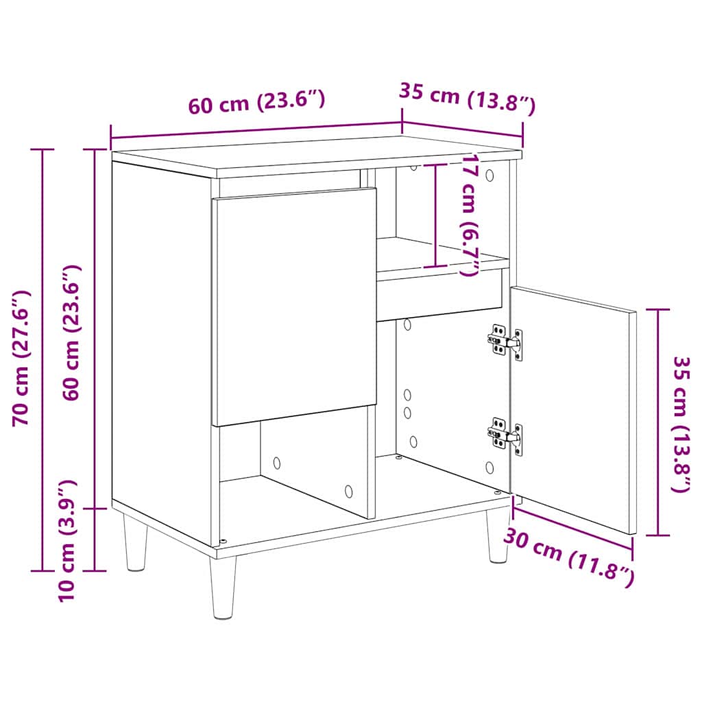 Konzole 2 pcs Staré dřevo 60 x 35 x 70 cm kompozitní dřevo - obrázek 15