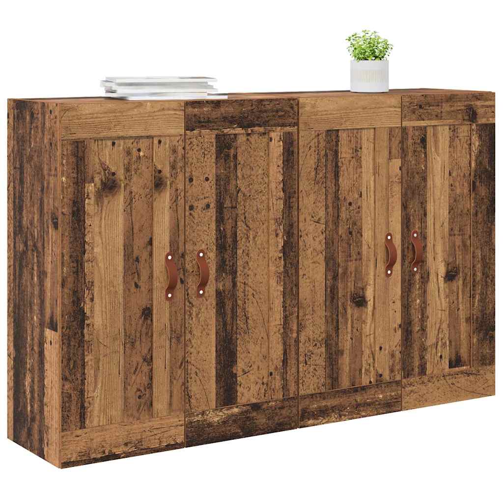 vidaXL Wandkasten 2 pcs Oud Hout 69,5 x 34 x 90 cm Bewerkt hout
