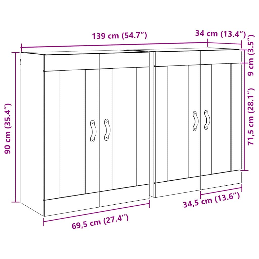 Nástěnná skříň Nástěnný 2 pcs Staré dřevo 69,5 x 34 x 90 cm - obrázek 14