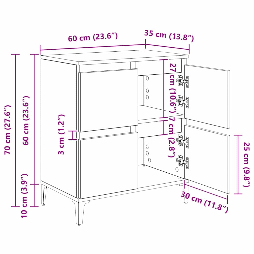 Konzole 2 pcs Staré dřevo 60 x 35 x 70 cm kompozitní dřevo - obrázek 14