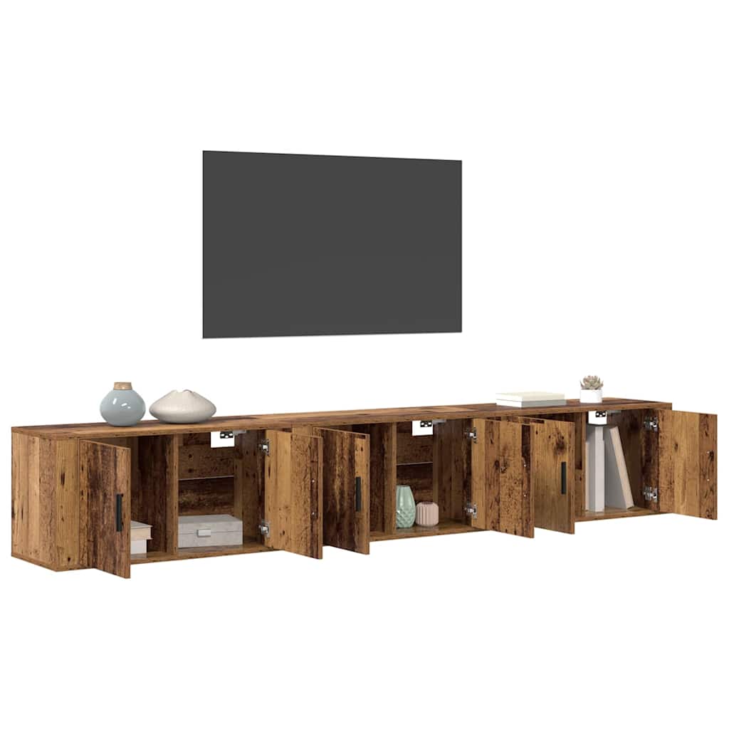 vidaXL Wandtv-kast Set 3 pcs Oud Hout 80 x 34,5 x 40 cm Bewerkt hout