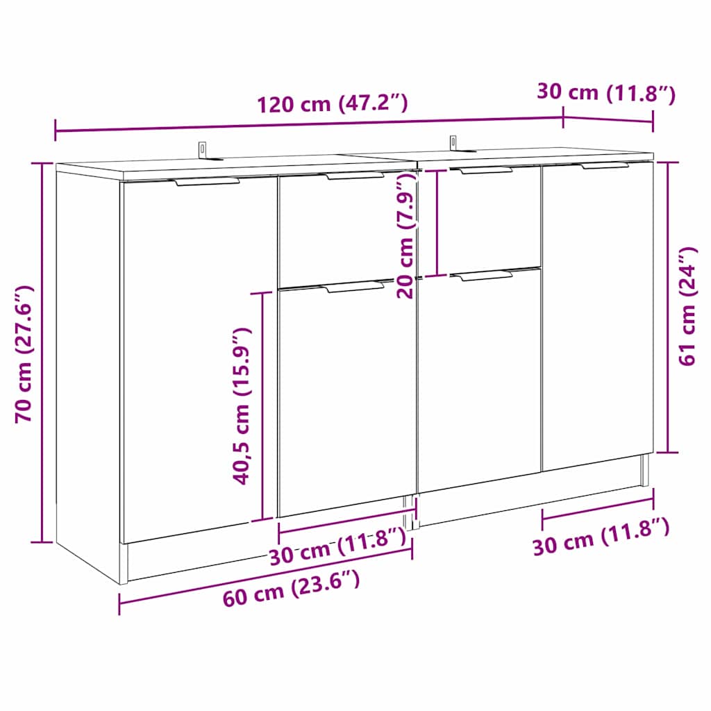 Konzole 2 pcs Staré dřevo 60 x 30 x 70 cm kompozitní dřevo - obrázek 15