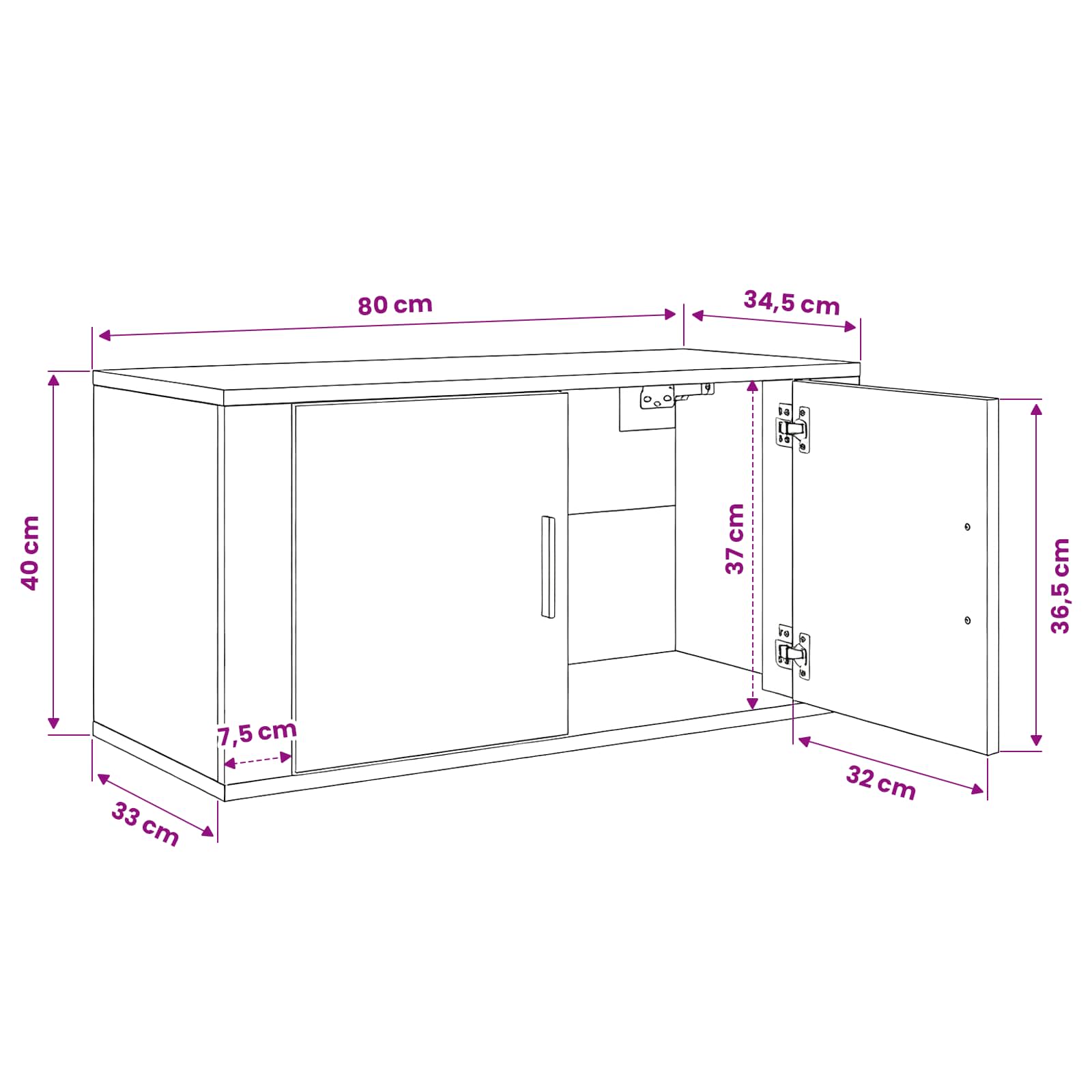 Nástěnný TV skříňový set 2 pcs Staré dřevo 80 x 34,5 x 40 cm - obrázek 11