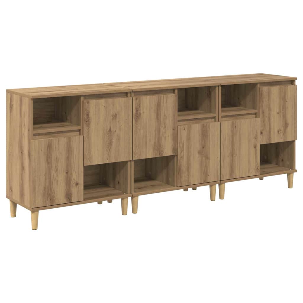 Thumbnail - vidaXL Sideboards 3 pcs Artisan-Eiche 60 x 35 x 70 cm Holzwerkstoff