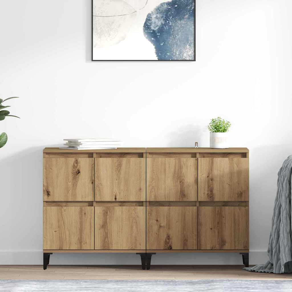 vidaXL Sideboards 2 pcs Artisan-Eiche 60 x 35 x 70 cm Holzwerkstoff