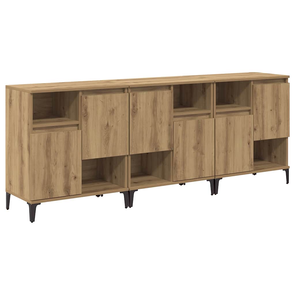 Thumbnail - vidaXL Sideboards 3 pcs Artisan-Eiche 60 x 35 x 70 cm Holzwerkstoff