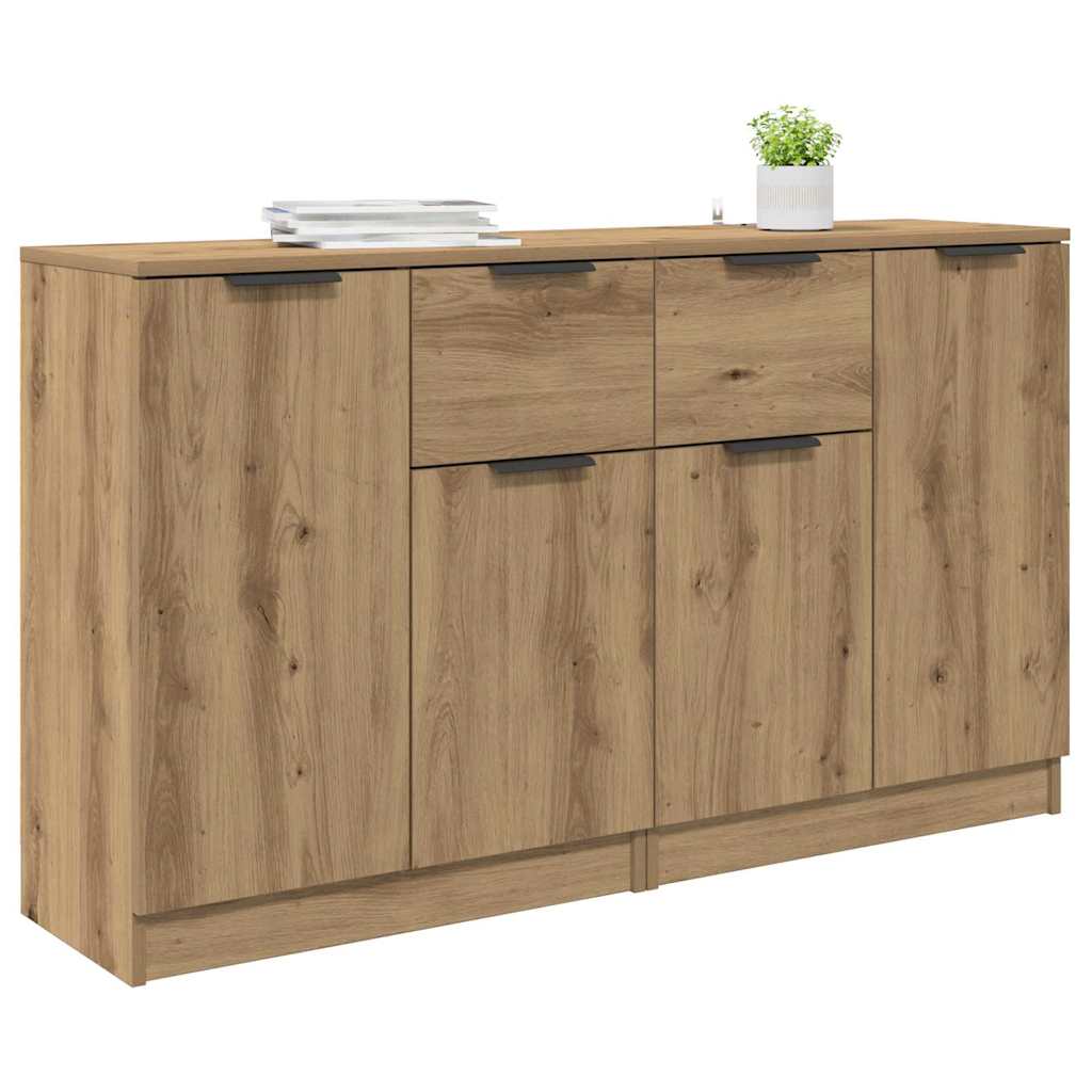vidaXL Dressoirs 2 pcs Artisan Eiken 60 x 30 x 70 cm Bewerkt hout
