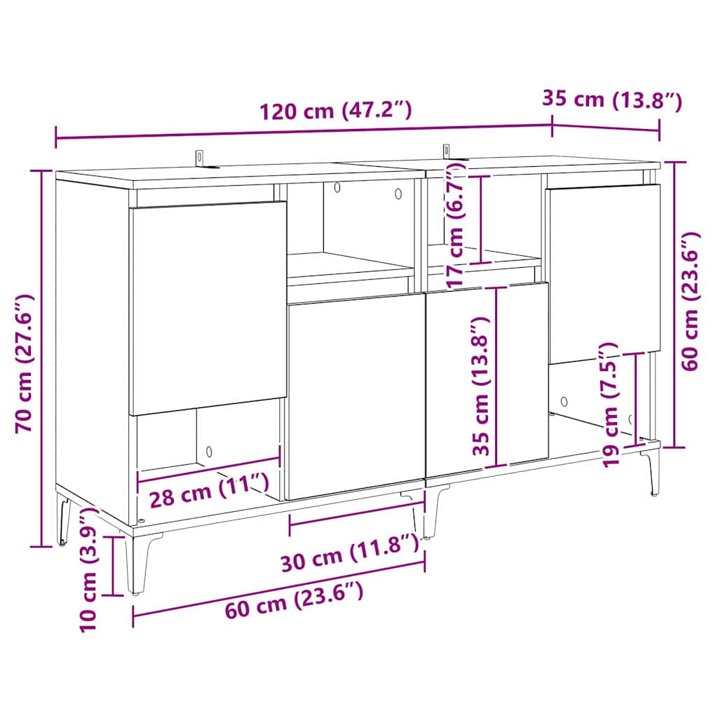 Konzole 2 pcs Artisanový dub 60 x 35 x 70 cm kompozitní dřevo - obrázek 14
