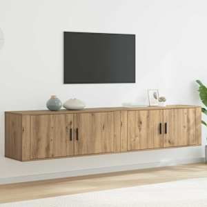 Nástěnný TV skříňový set 2 pcs Artisanový dub kompozitní dřevo - obrázek 1