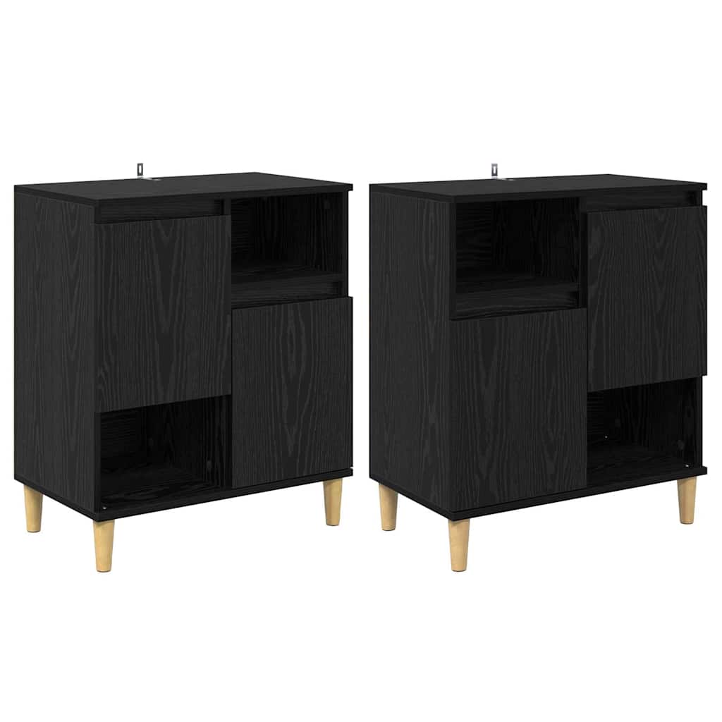 Thumbnail - vidaXL Sideboards 2 pcs Schwarz Eichen-Optik 60 x 35 x 70 cm