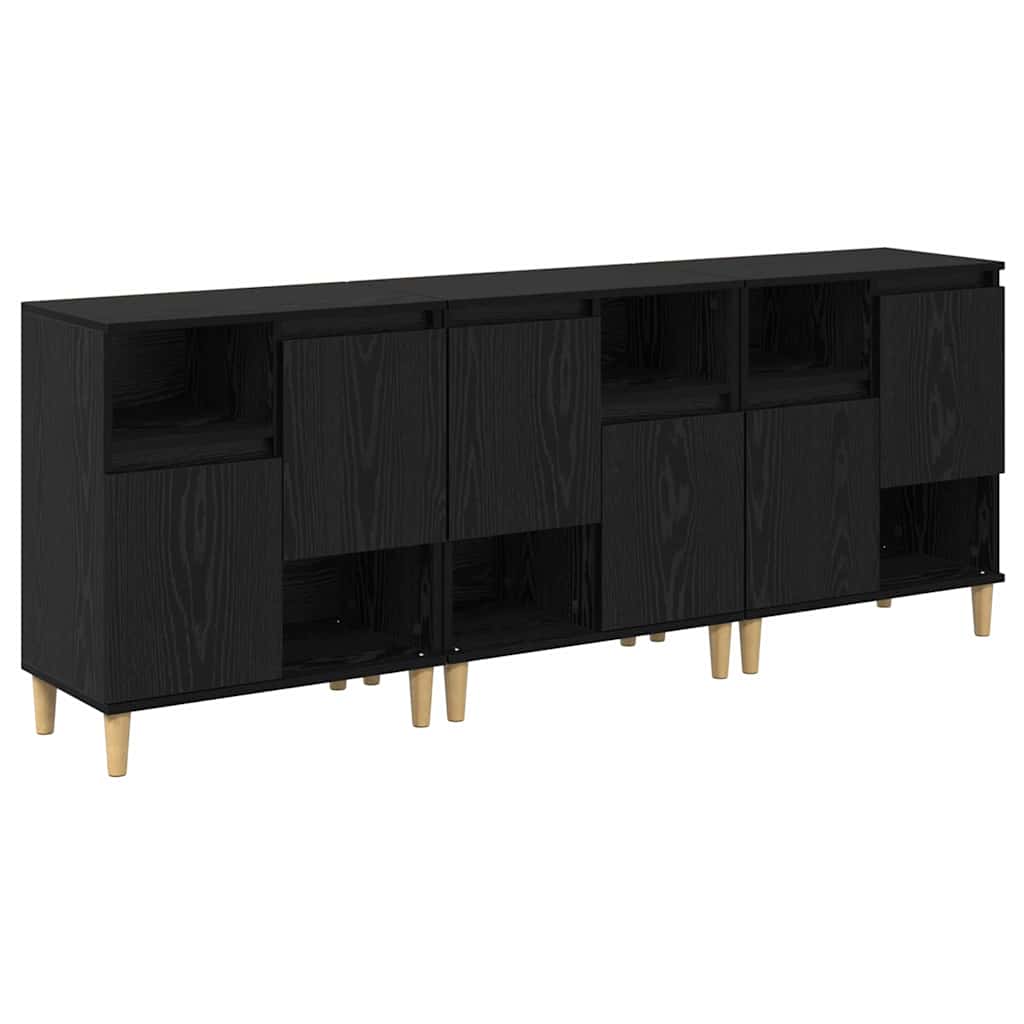 Thumbnail - vidaXL Sideboards 3 pcs Schwarz Eichen-Optik 60 x 35 x 70 cm
