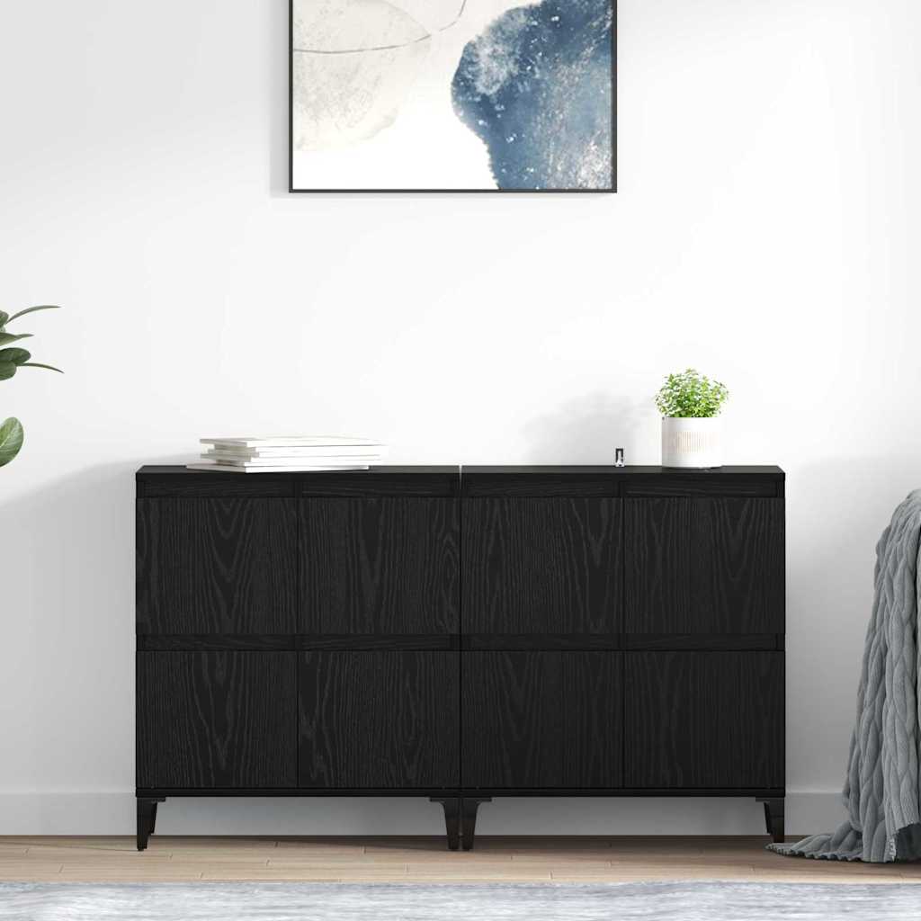 vidaXL Sideboards 2 pcs Schwarz Eichen-Optik 60 x 35 x 70 cm