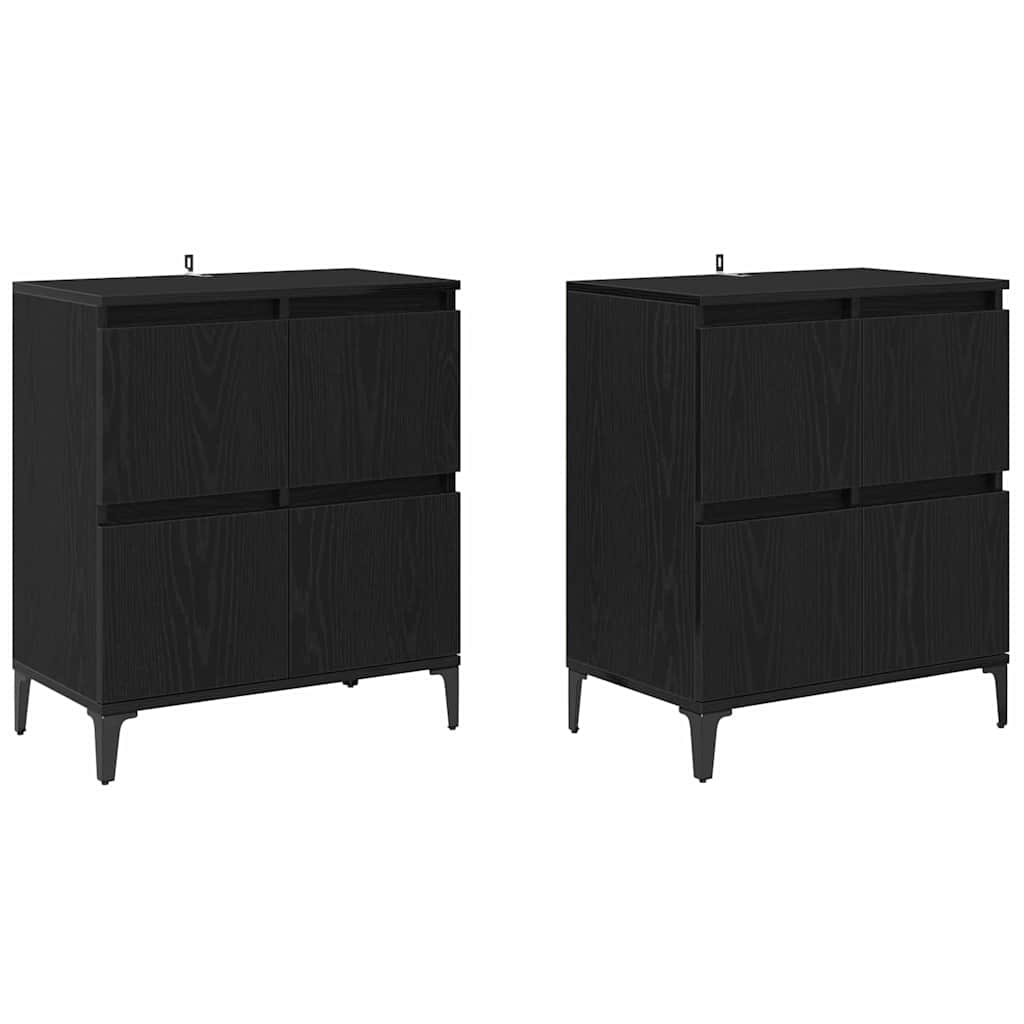Thumbnail - vidaXL Sideboards 2 pcs Schwarz Eichen-Optik 60 x 35 x 70 cm