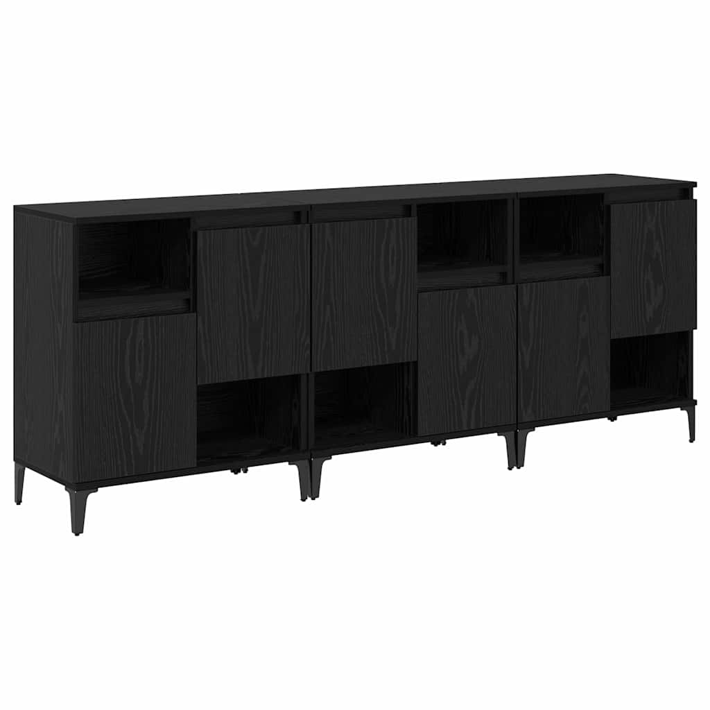 Thumbnail - vidaXL Sideboards 3 pcs Schwarz Eichen-Optik 60 x 35 x 70 cm