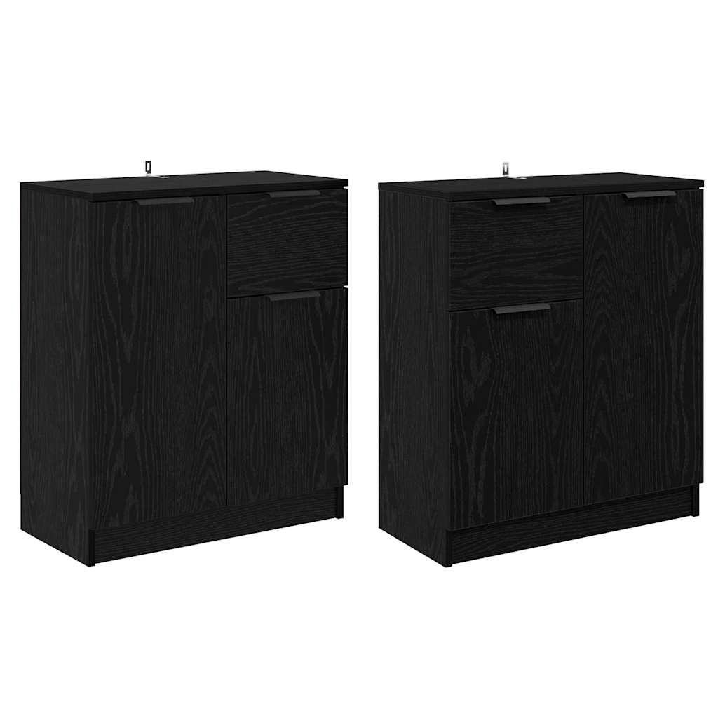 Thumbnail - vidaXL Sideboards 2 pcs Schwarz Eichen-Optik 60 x 30 x 70 cm