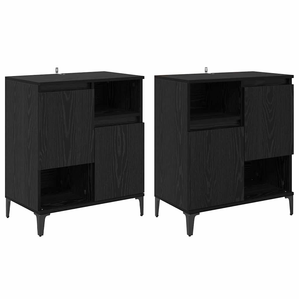 Thumbnail - vidaXL Sideboards 2 pcs Schwarz Eichen-Optik 60 x 35 x 70 cm