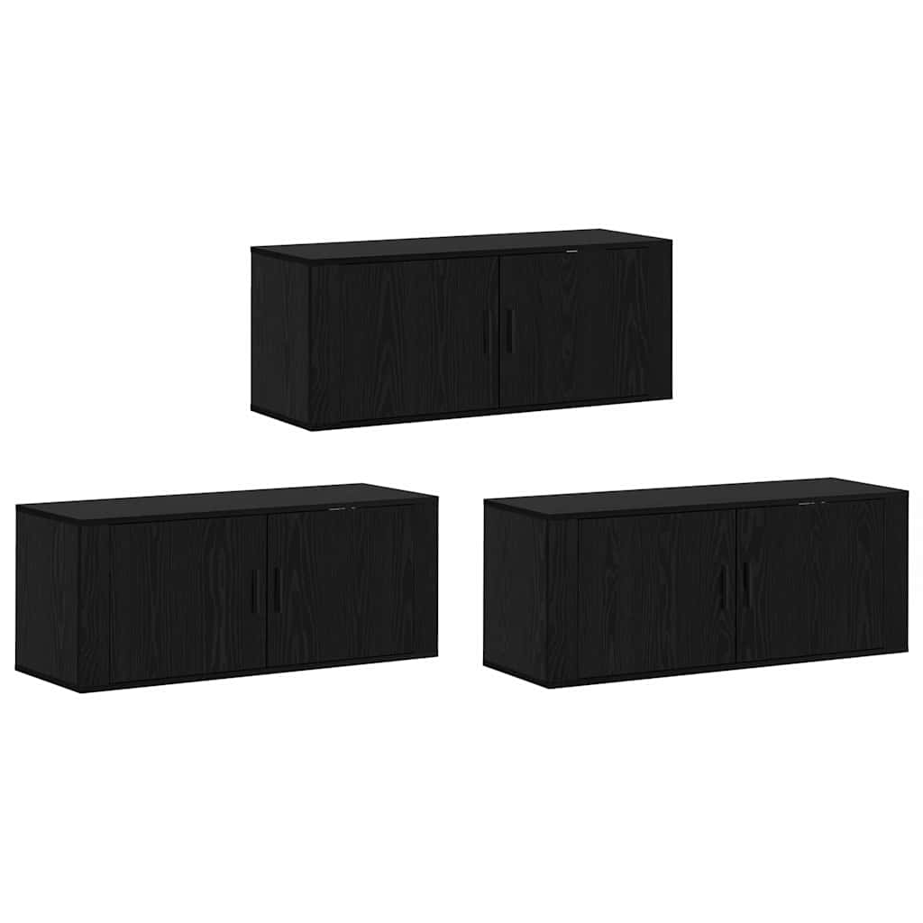 Thumbnail - vidaXL Wand-TV-Schrank Set Wandmontiert 3 pcs Schwarz Eichen-Optik