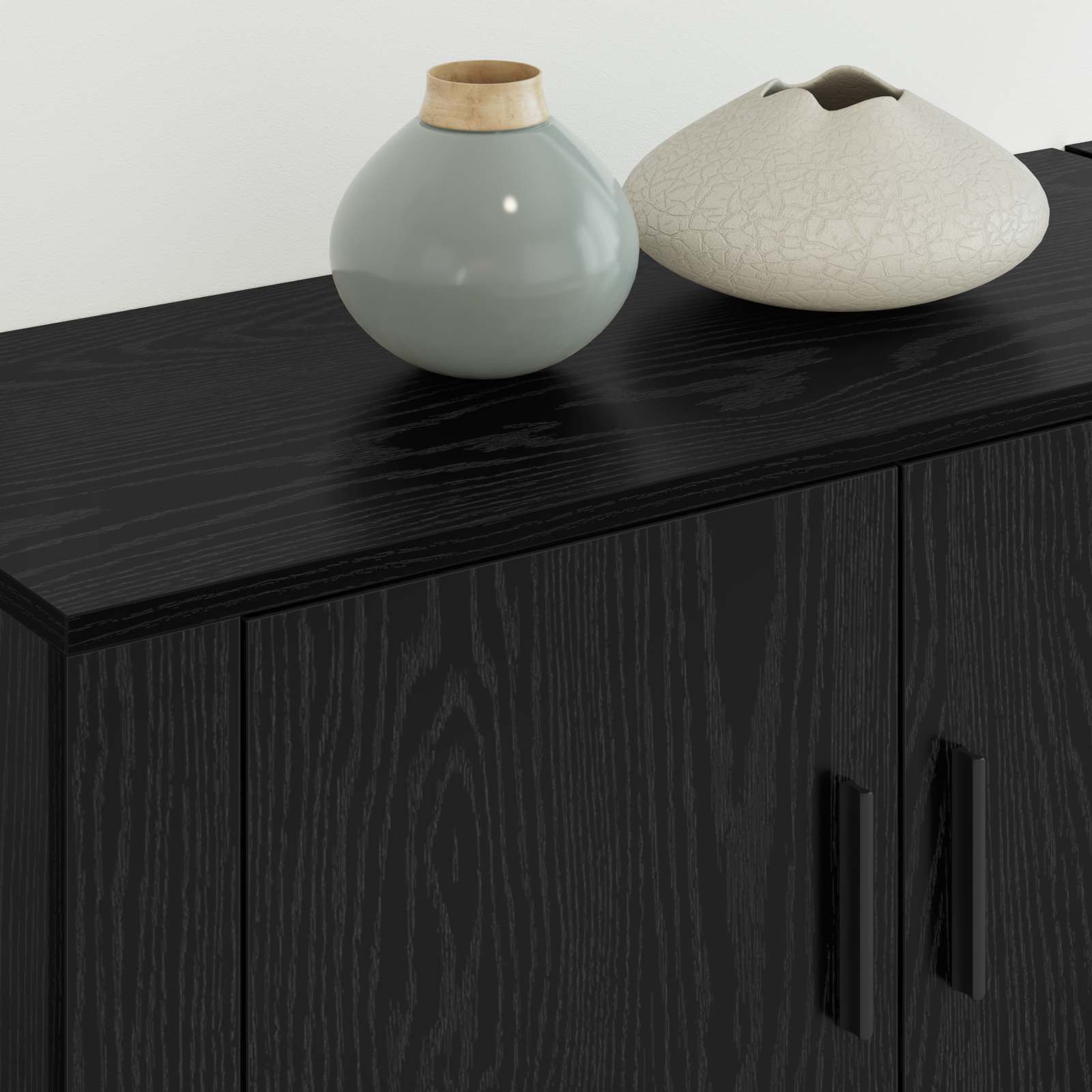 Seinale paigaldatav TV kappi komplekt 2 pcs Must tamm - Image 4