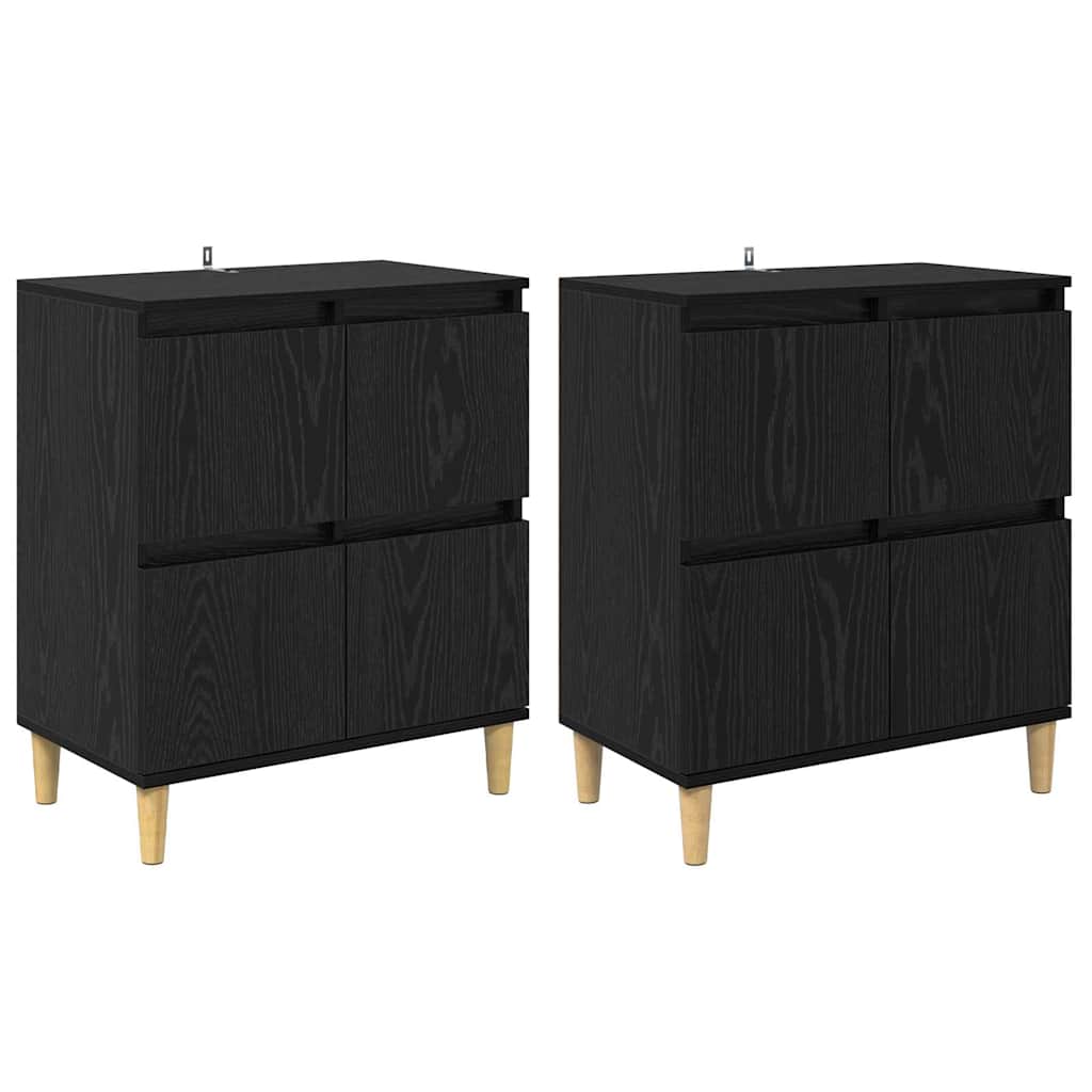 Thumbnail - vidaXL Sideboards 2 pcs Schwarz Eichen-Optik 60 x 35 x 70 cm