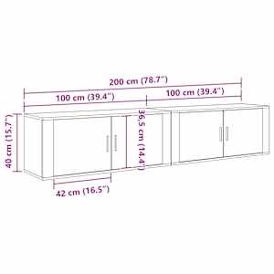 Nástěnný TV skříňový set 2 pcs Černý dub 100 x 34,5 x 40 cm - obrázek 10