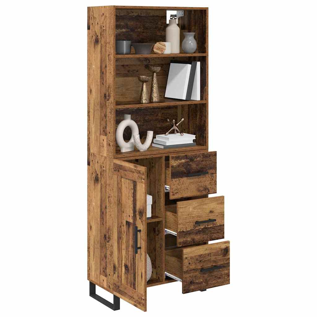 vidaXL Highboard Oud hout 69,5 x 34 x 180 cm Bewerkt hout