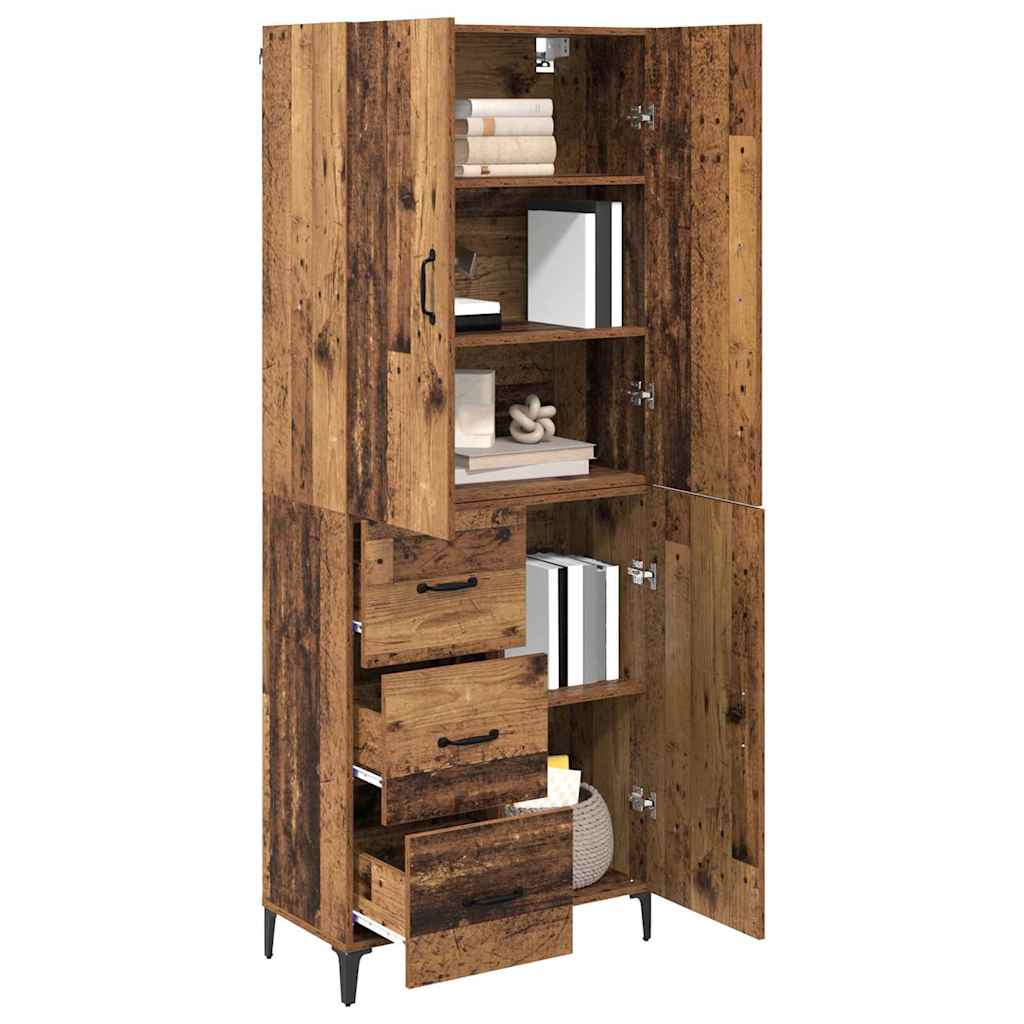 vidaXL Highboard met lade Oud Hout 69,5 x 34 x 180 cm Bewerkt hout