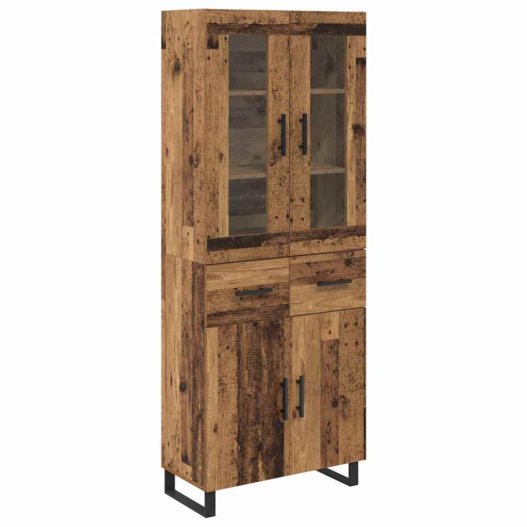 VidaXL Highboard Met Lade 2 Pcs Oud Hout Bewerkt Hout