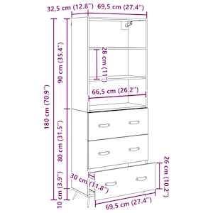Vysoký bufet Staré dřevo 69,5 x 34 x 180 cm kompozitní dřevo - obrázek 14