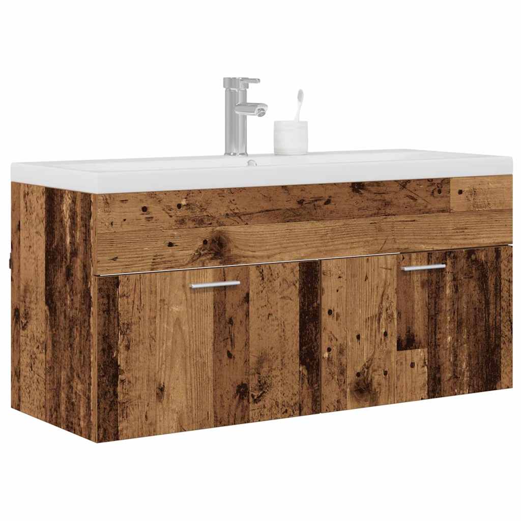 vidaXL Badkamerkast met lade Oud Hout 100 x 38,5 x 46 cm Bewerkt hout