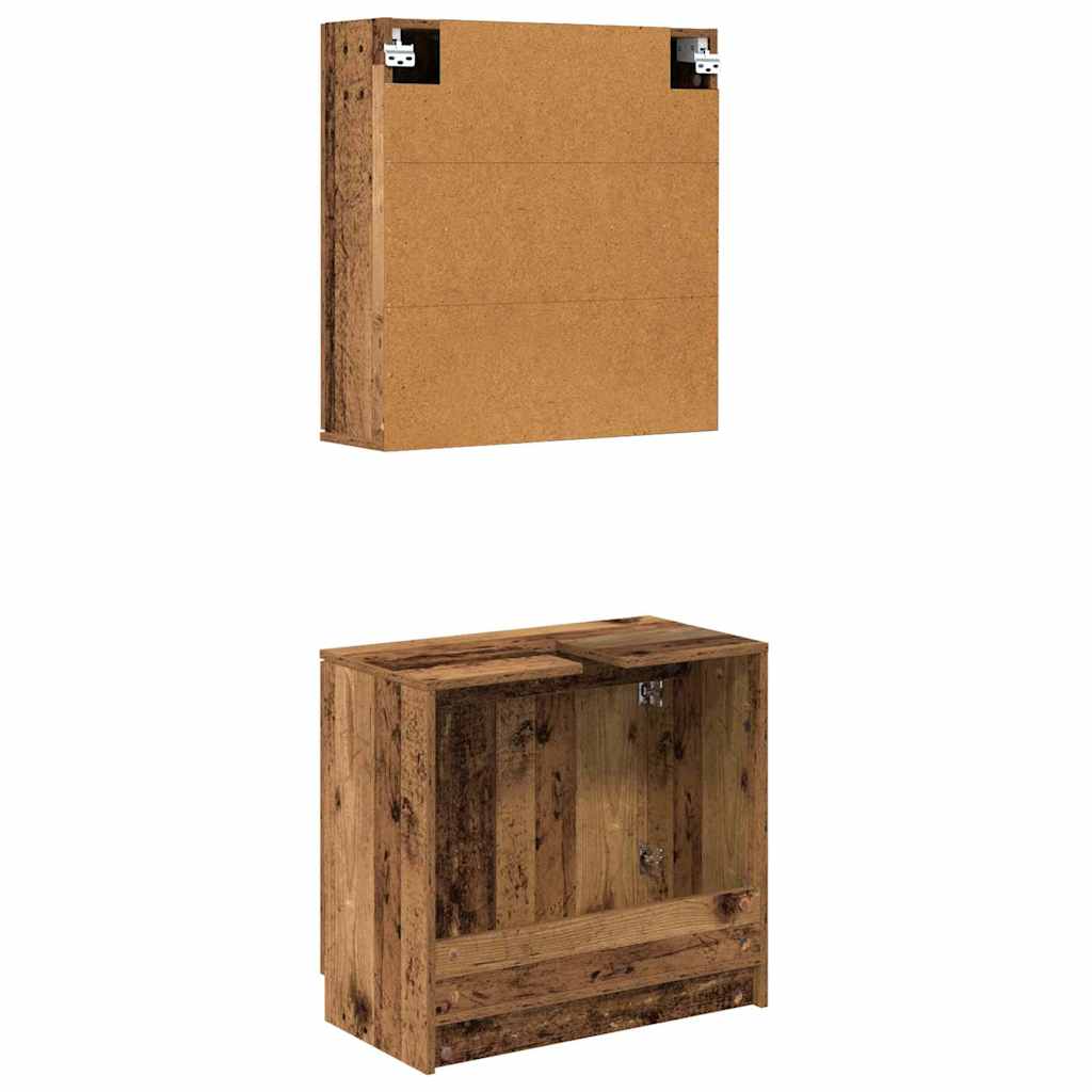 Kylpyhuoneen kaappisetti hyllyllä ovella Vanha Puu Tekninen puu - Image 9