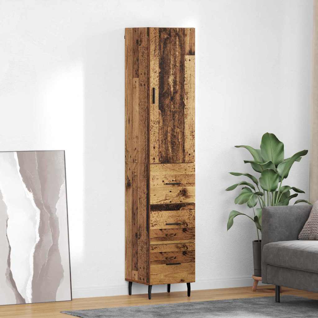 vidaXL Highboard Altholz 34,5 x 34 x 180 cm Holzwerkstoff