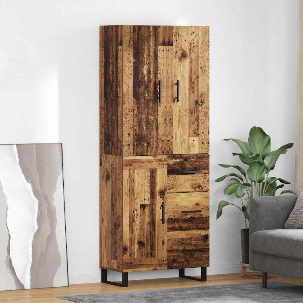 vidaXL Highboard mit Schubladen 2 pcs Altholz Engineered Wood und Glas