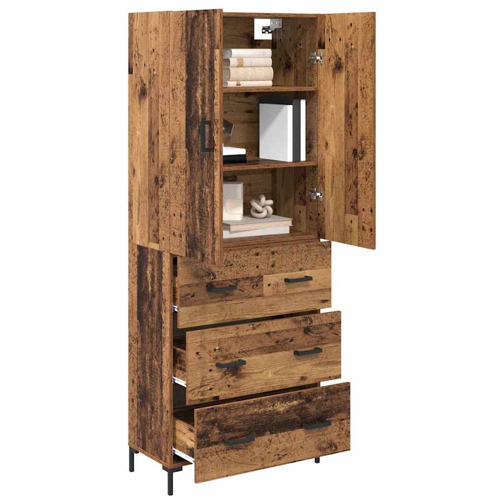 vidaXL Highboard met lade Oud Hout 69,5 x 34 x 180 cm Bewerkt hout